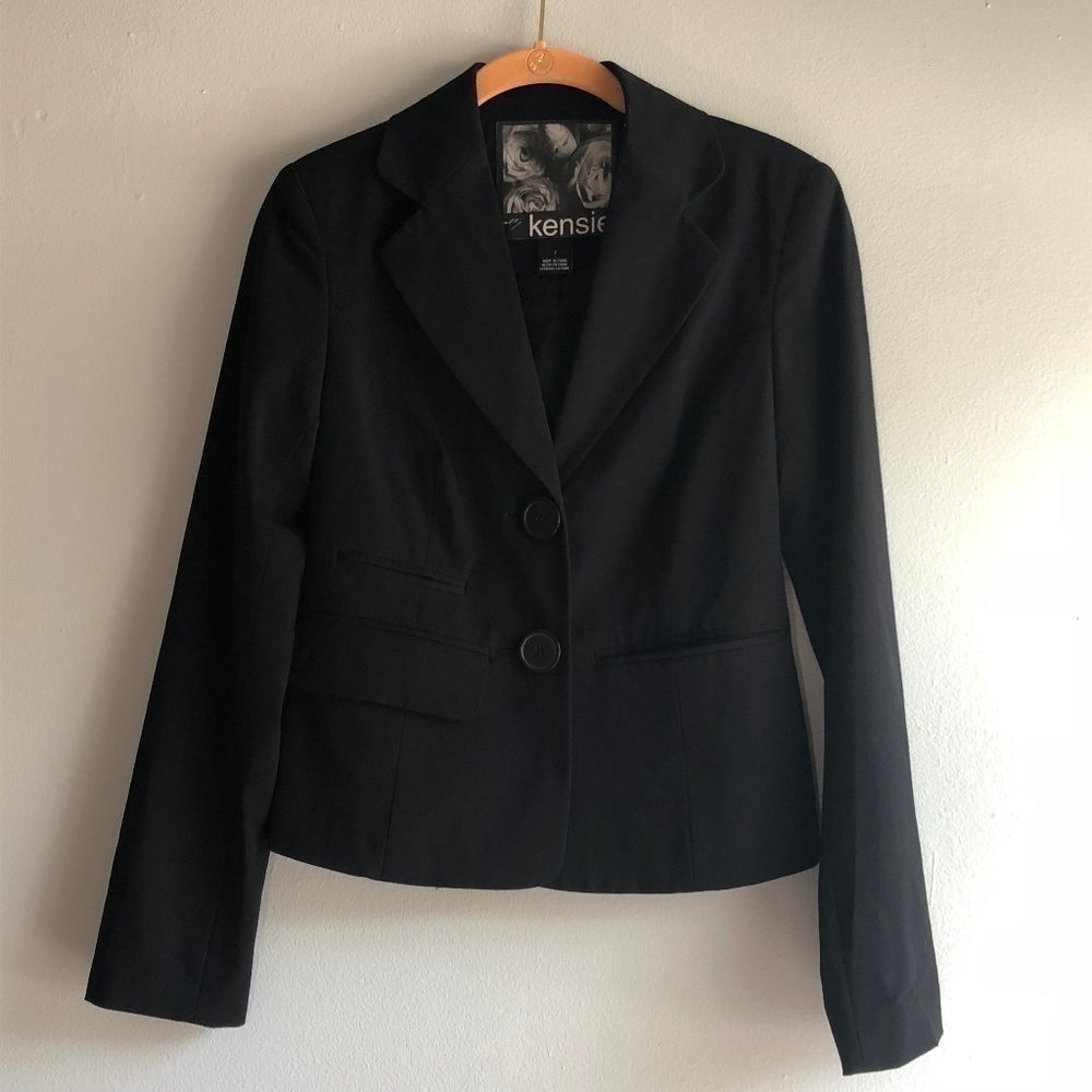 Kensie Slim Black Two-Button Blazer, Size 2